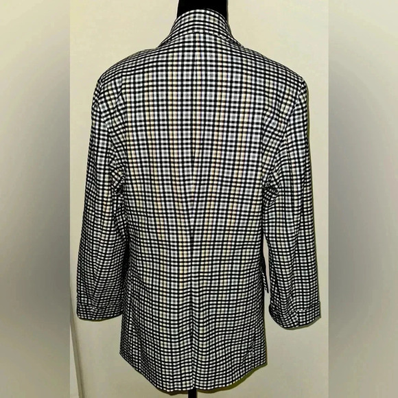 Love Tree Black/White/Blue/Yellow Check Double Breasted Blazer Look- Sz L - NWOT - Picture 4 of 5